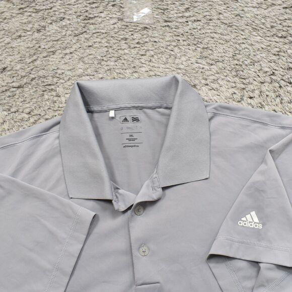 Adidas Men's Adult Size 2XL Polo Golf Climalite Gray Polyester Short Sleeve - Picture 6 of 8